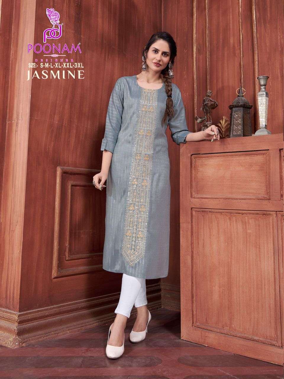 Poonam Designer-Jasmin-Pure-Rayon-Jari-Cording-Embroidery-Work-Straight-Kurti-1001